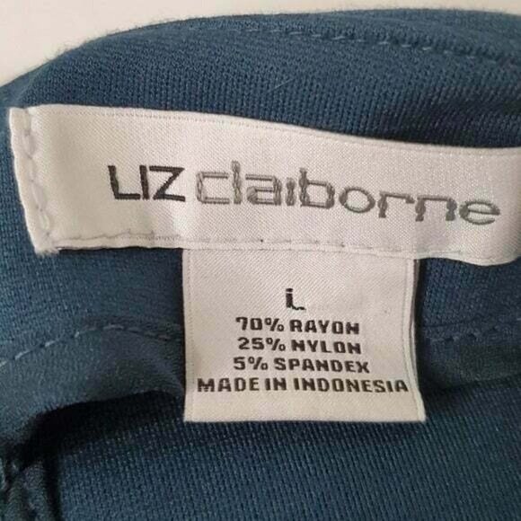 LIZ Claiborne Blue Pullover Jewel Neck Keyhole Back Short Sleeve Top Size Large - Picture 6 of 7